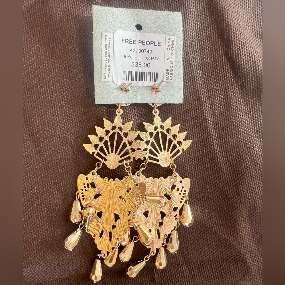 Free People Gold and Green Chandelier Earrings - Picture 15 of 16